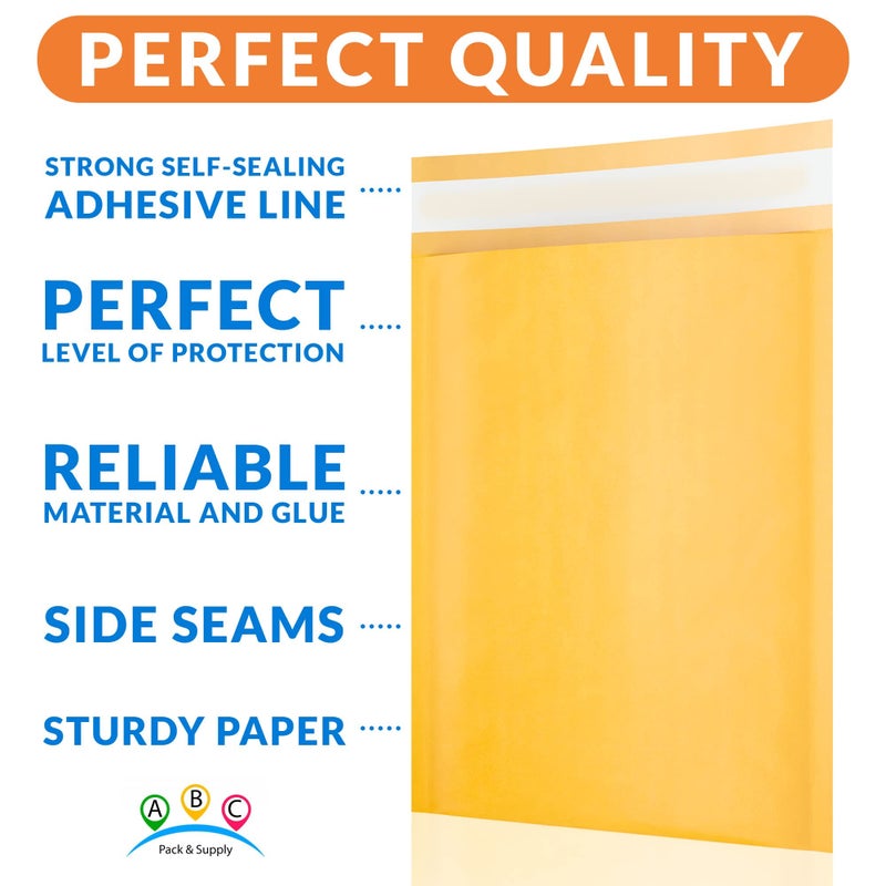 ABC PACK & SUPPLY Gold Kraft Bubble Mailer Envelopes, 8.5 x 13 Inches. 25 Pack Mail Padded Envelopes Self Seal. Kraft Bubble Mailers. Tear-Resistant Mailing Envelope Padded. Sturdy Paper Mailer - Image 3